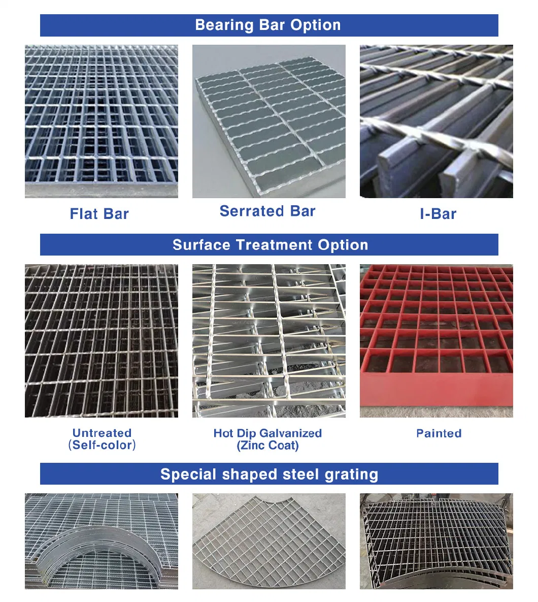 Grelhas de aço galvanizadas simples / serradas para plataforma de passagem / cobertura de trincheira de drenagem 2