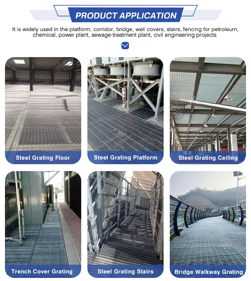 Grelhas de aço galvanizadas simples / serradas para plataforma de passagem / cobertura de trincheira de drenagem 3