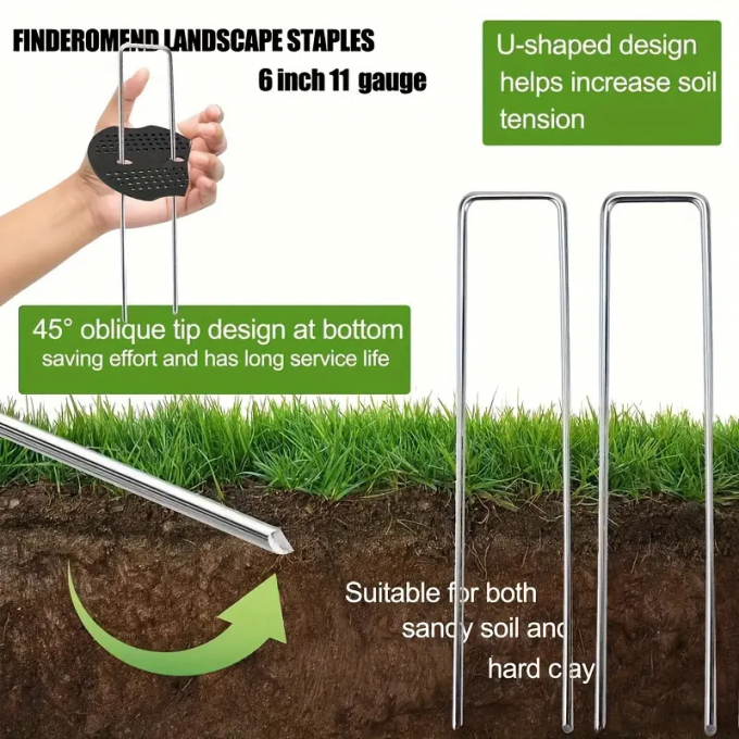 Rede de insetos Fixação Peg Turf Fixação SOD Staples aço galvanizado prego jardim 3