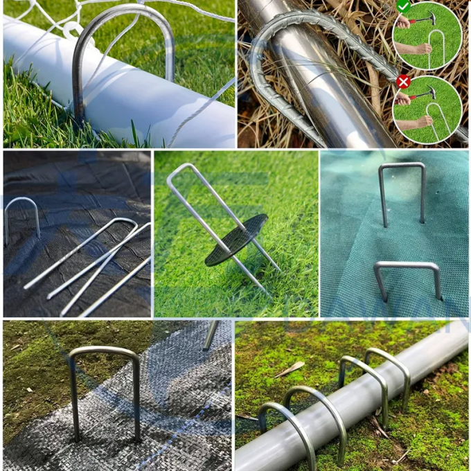 Rede de insetos Fixação Peg Turf Fixação SOD Staples aço galvanizado prego jardim 6