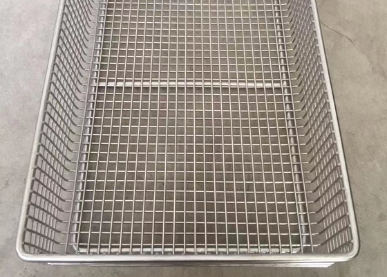 304 Rectangle Wire Mesh 1.6mm Stainless Steel Storage Baskets For Kitchen