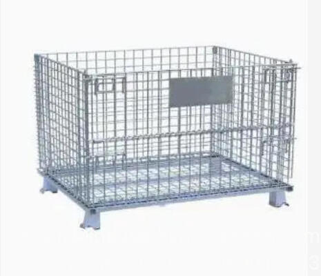 Contentor de malha de arame soldada galvanizada dobrável e empilhável para trabalhos pesados com tampa