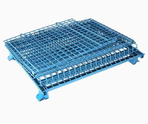 Cesta de Malha de Metal Dobrável e Empilhável para Armazém Industrial com Revestimento em Pó
