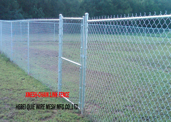 11 Gauge Chain Link Fence Fabric Hot Dipped Galvanized Steel Wire / Posts