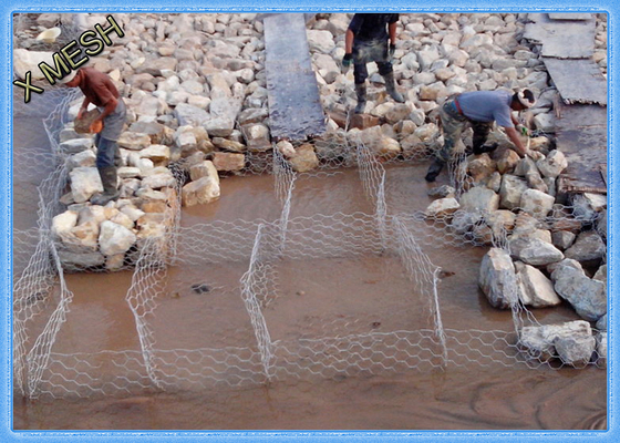 Cesta de parede Hexagonal Wire Mesh, 2x1x1meters Gaiolas de arame para paredes de retenção de rocha