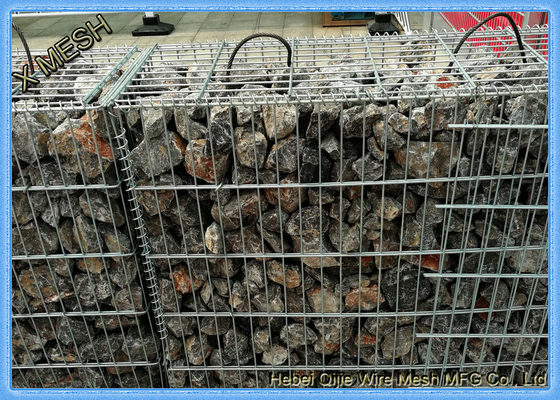 Caixas de gabion soldadas revestidas de zinco, gaiolas de arame com feno quadrado Praça / furo retangular
