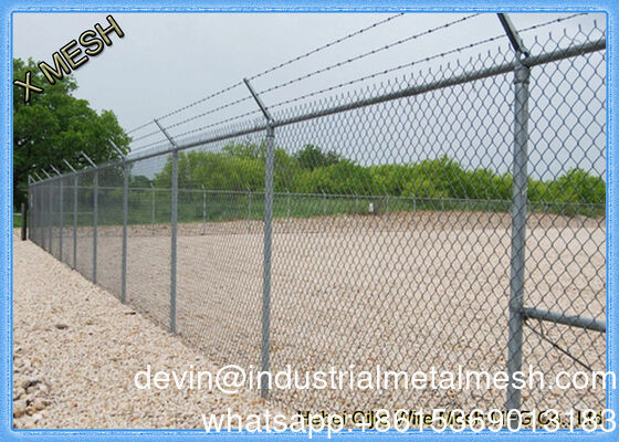 9 Gauge Galvanized Diamond Wire Mesh/PVC Plastic Vinyl Cyclone Chain Link Fence para rodovias ferroviárias temporárias