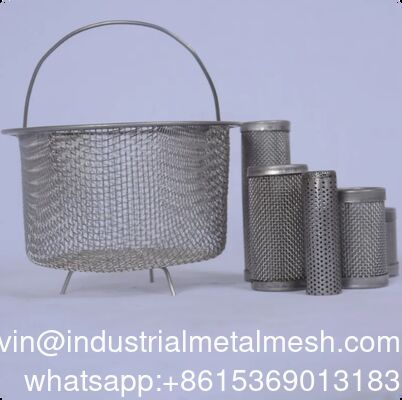 Custom 304 316 316L Filtro de rede de arame de aço inoxidável cesta de tanque removível inserção para filtragem de líquidos