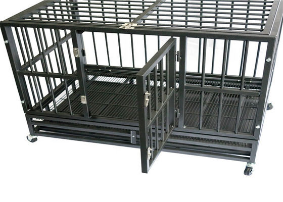 Grande caixa de dobramento resistente luxuoso do cão, canil dobrável do cão com roda